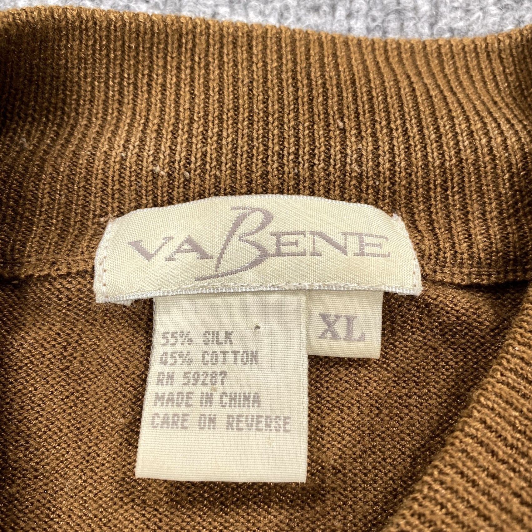 Vintage Va Bene Sweater Pullover Mens XL Brown Mock Neck Silk Cotton Lightweight Size US XL / EU 56 / 4 - 2 Thumbnail
