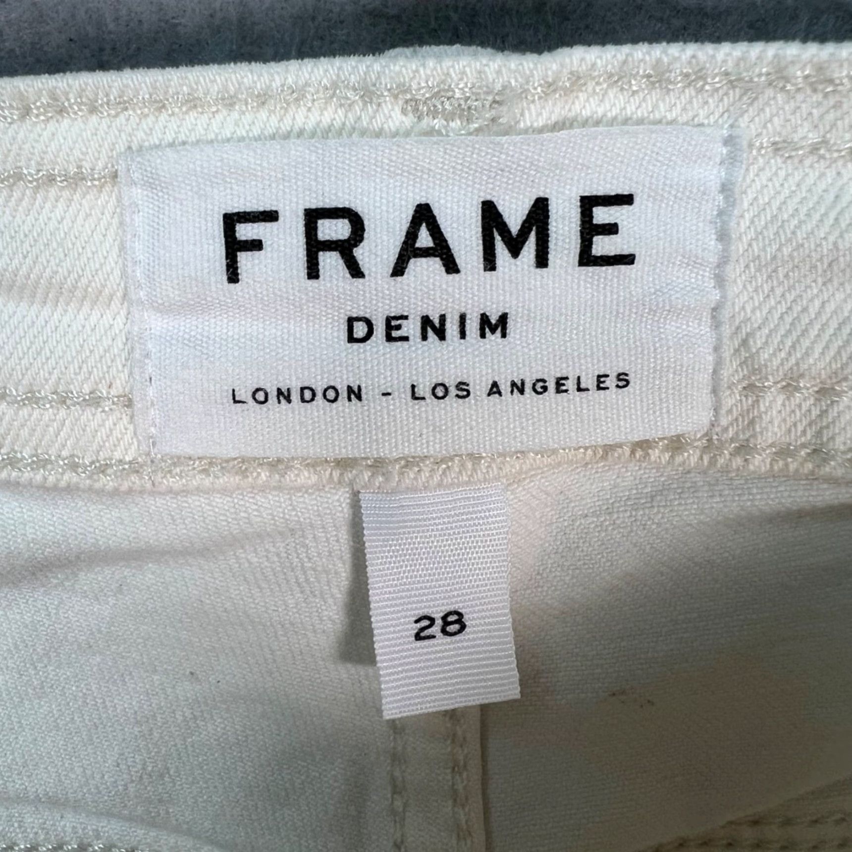Frame FRAME Womens Jeans Cropped High Rise White Cotton/Denim Carpenter 28 Inseam 23 Regular Size 28 Vintage? No Size 28" / US 6 / IT 42 - 3 Thumbnail