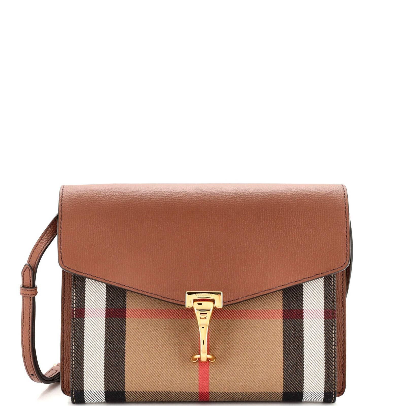 Burberry Macken Crossbody Bag Leather and House Check Canvas Small Grailed
