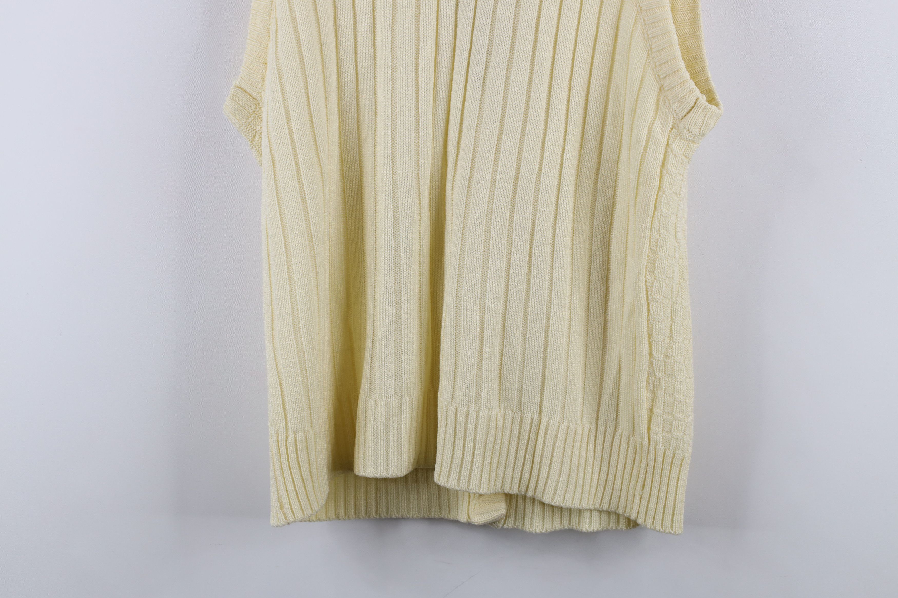Vintage Vintage 90s Streetwear Ribbed Cardigan Sweater Vest Cream Size L / US 10 / IT 46 - 10 Thumbnail