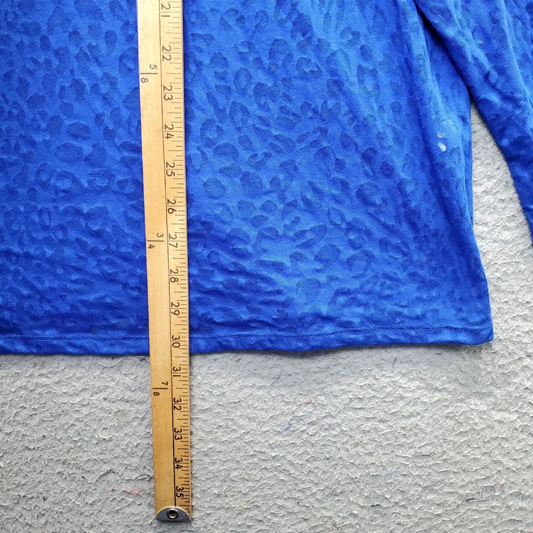 Vintage Lane Bryant Top Womens 26 Blue Tunic Leopard Print Sheer Long Sleeve Neck Size 4XL / US 24-26 - 5 Thumbnail