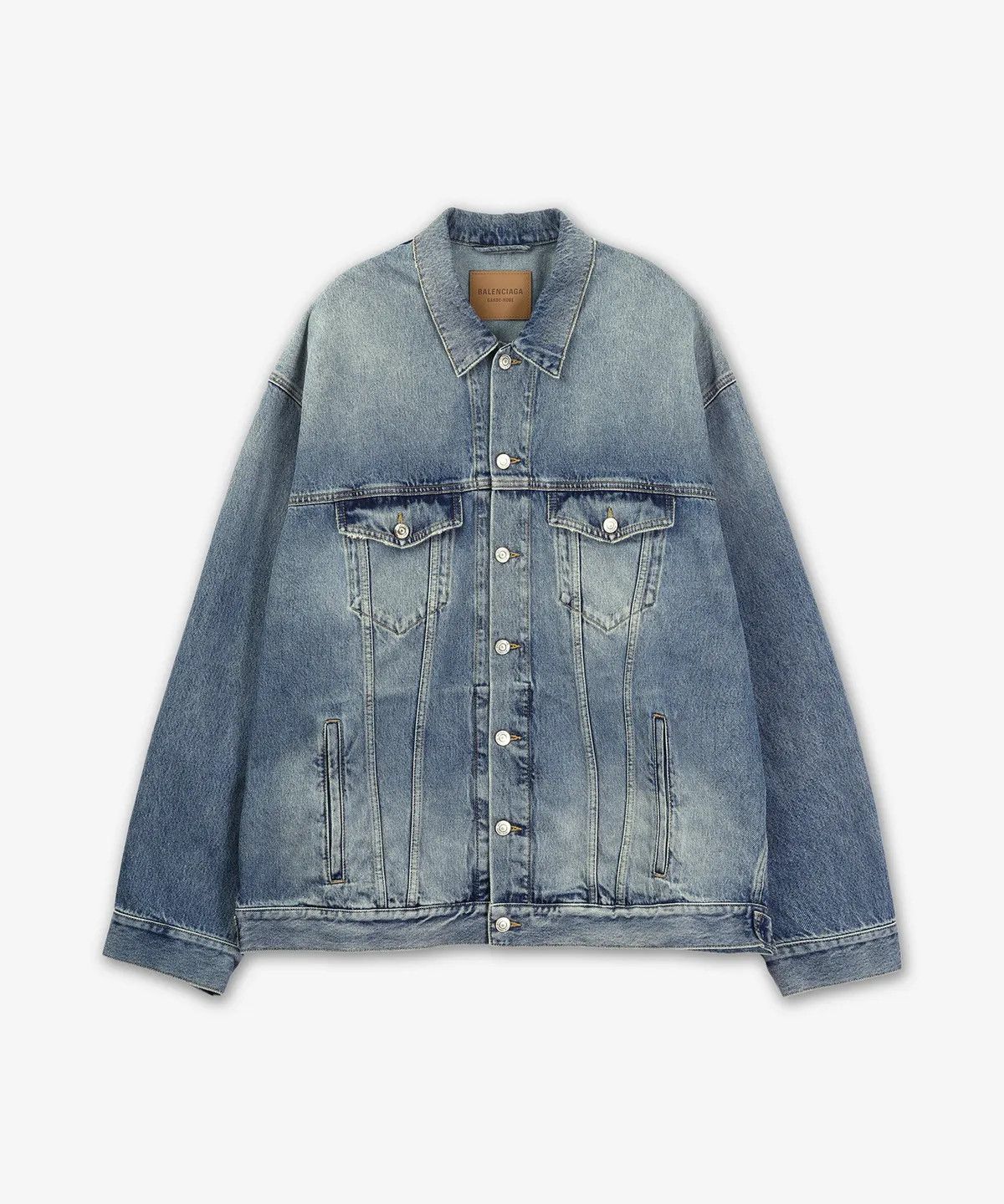 Balenciaga o1w1db10126 Denim Oversized Jacket in Blue Size US XL / EU 56 / 4 - 1 Thumbnail
