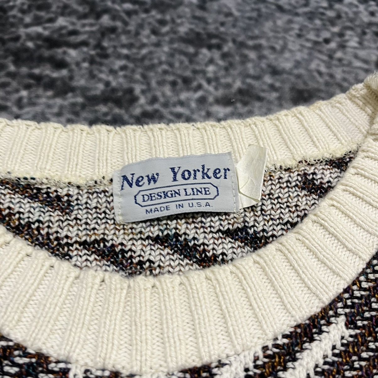 Vintage Vintage 90s New Yorker Plaid Pattern Grandpa Sweater Large Size US L / EU 52-54 / 3 - 4 Thumbnail