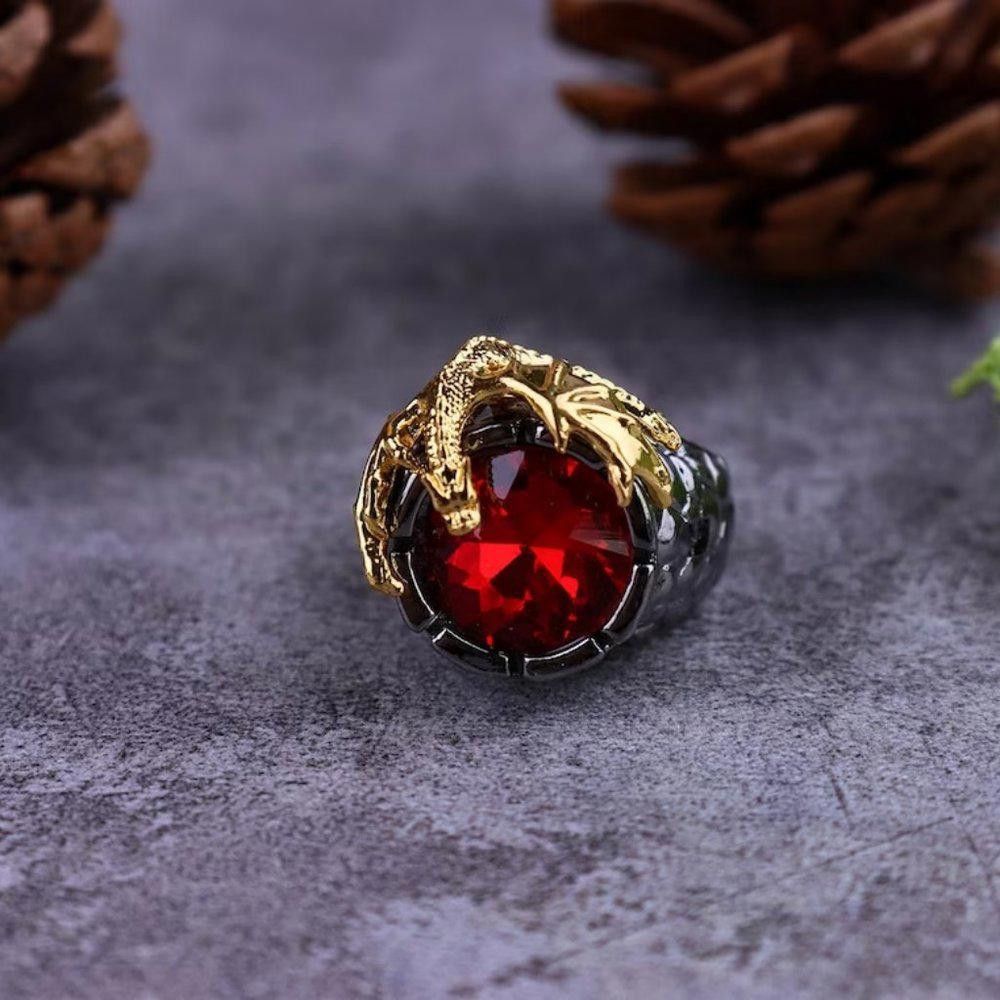 Designer 925 Sterling Silver Domineering Golden Dragon Ring Size ONE SIZE - 5 Thumbnail