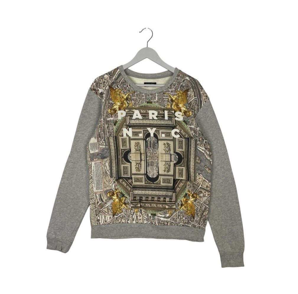 Designer × Vintage vintage Hoodie/sweater Zara Man Paris NYC Jumper Mens Grey Size US M / EU 48-50 / 2 - 1 Thumbnail