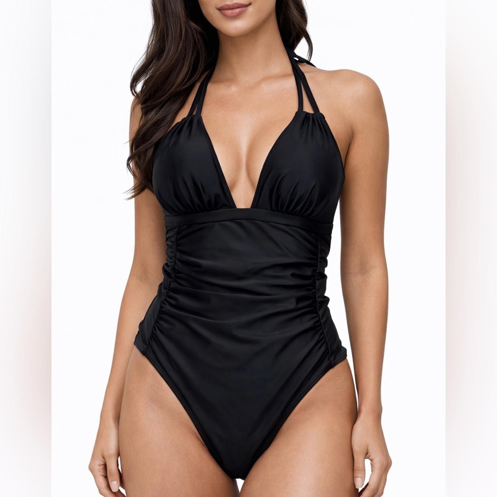 Other XL EUC Black Halter One Piece Swimsuit Control Slimming Size ONE SIZE - 1 Thumbnail