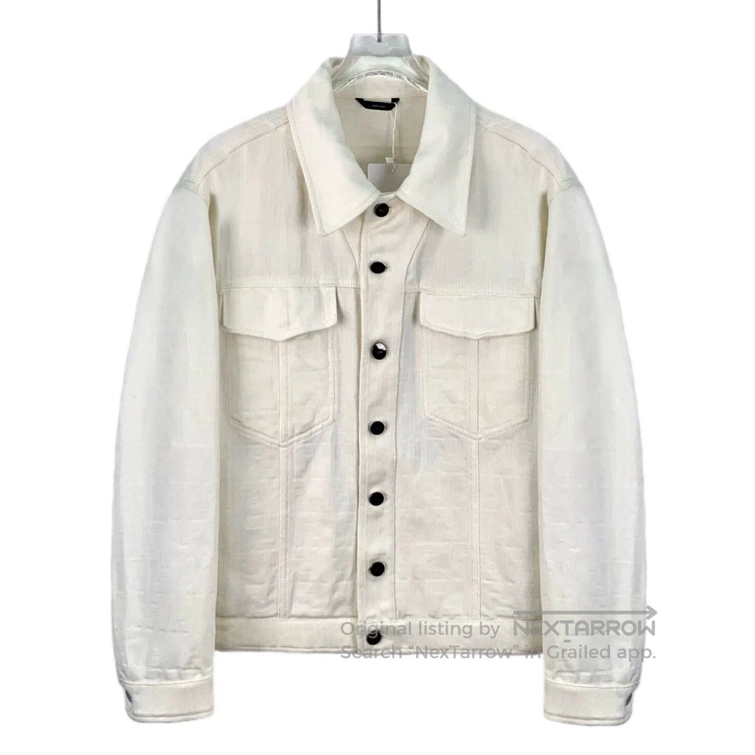 Fendi Fendi White Logo Jacquard Denim Jacket. Size US S / EU 44-46 / 1 - 1 Thumbnail