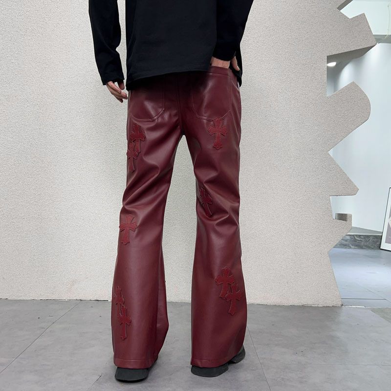 Japanese Brand × Vintage Avant garde retro pu leather flare pants Size US 33 - 2 Thumbnail