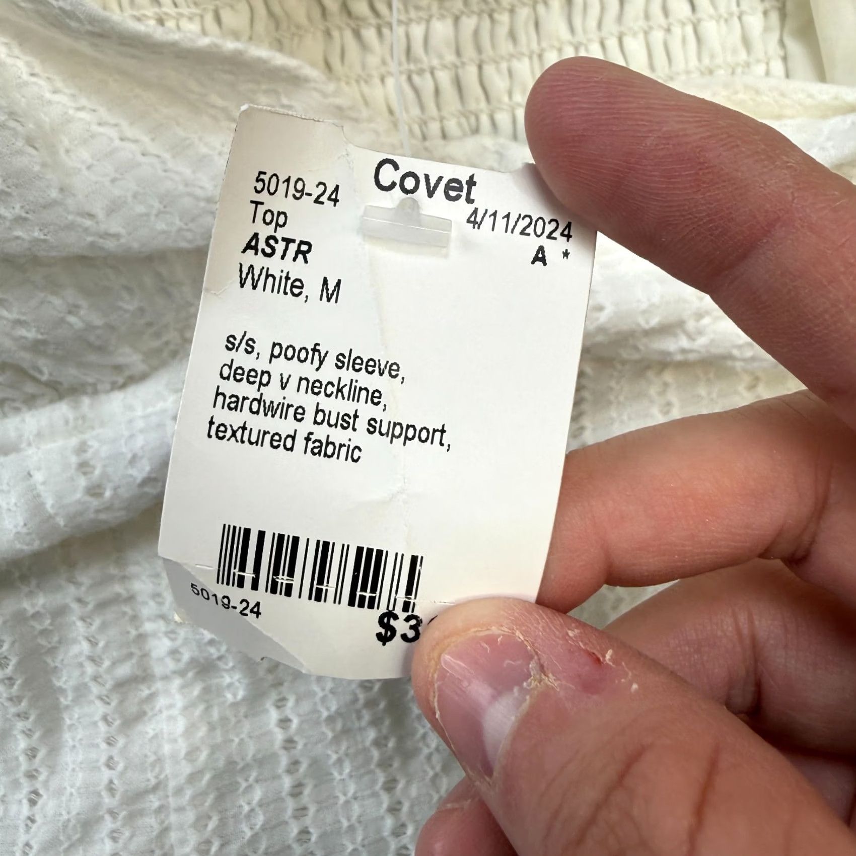 ASTR The Label ASTR The Label Top Women Medium White Sweetheart Puff Sleeve Blouse Size M / US 6-8 / IT 42-44 - 7 Thumbnail