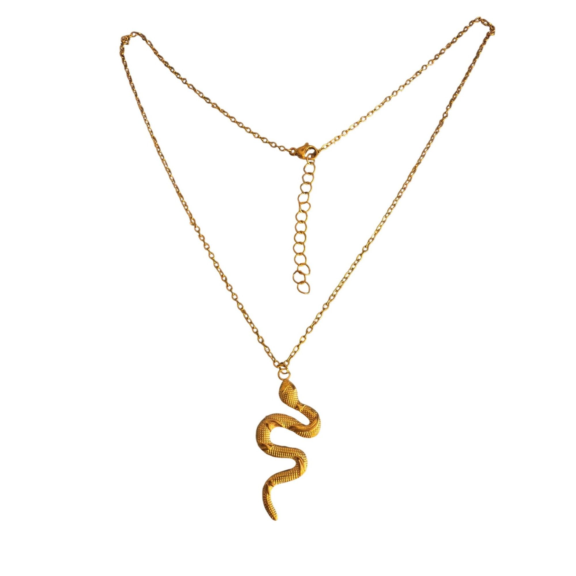 Other Gold Tone Snake Pendant Necklace Textured Serpent Adj 22" Un Size ONE SIZE - 4 Thumbnail