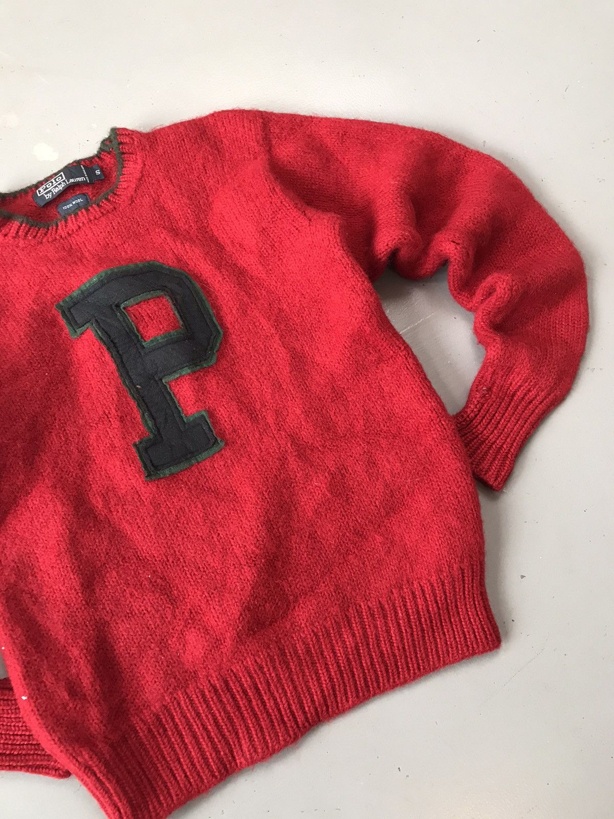 Designer × Polo Ralph Lauren × Vintage Vintage Ralph Lauren polo big P patch knit sweater Size US S / EU 44-46 / 1 - 3 Thumbnail
