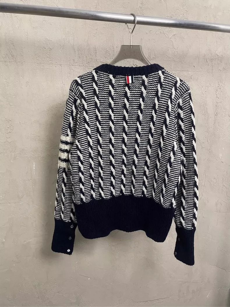 Thom Browne Thom browne Four-striped dark blue striped wool sweater 250 Size US S / EU 44-46 / 1 - 2 Thumbnail