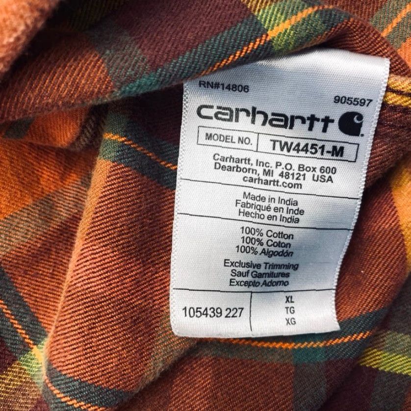 Carhartt Carhartt Shirt XL Loose Heavy Flannel Plaid 100% Cotton Burnt Sienna Button-Up Mens Size US XL / EU 56 / 4 - 6 Thumbnail