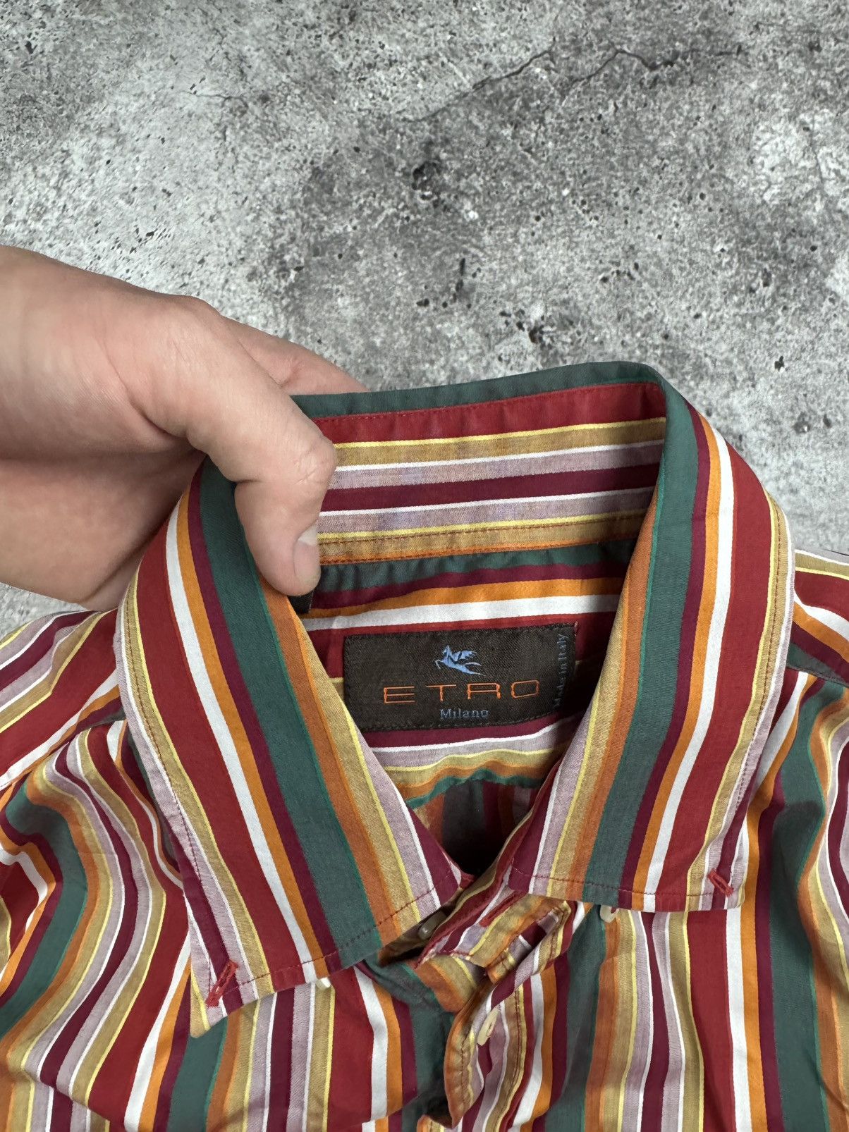 Etro Etro MultiColor Stripe Cotton Button Up Long Sleeve Shirt Size US L / EU 52-54 / 3 - 4 Thumbnail