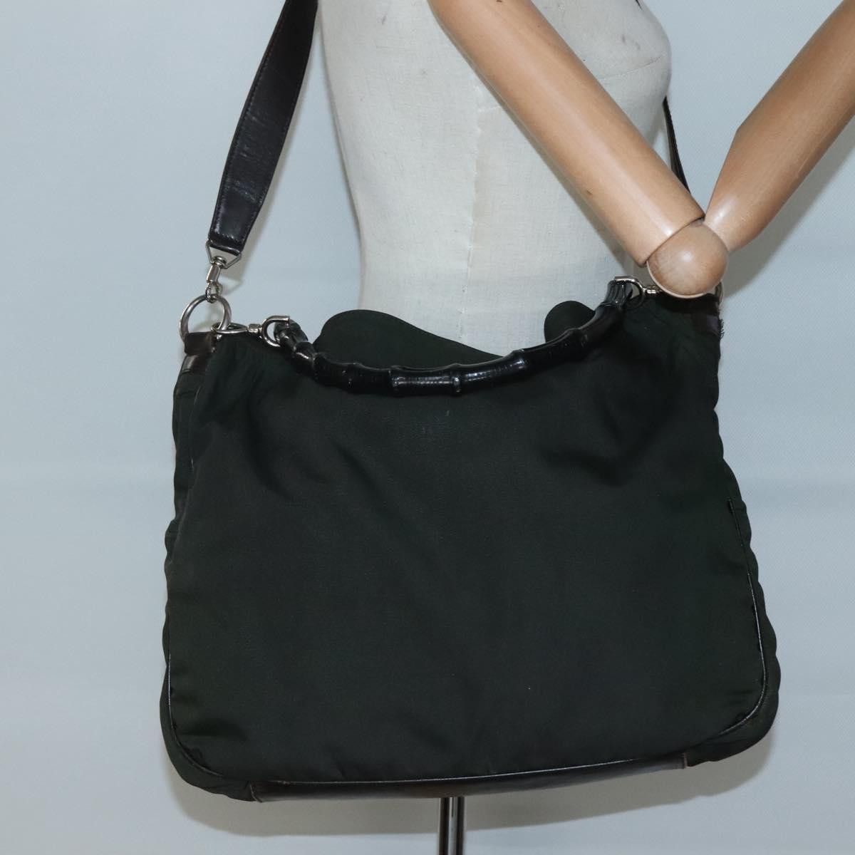 Gucci GUCCI Bamboo Hand Bag Nylon Khaki Silver 001 1577 001 1577 Size ONE SIZE - 22 Thumbnail