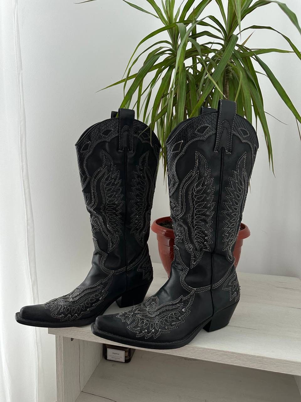 Cowboy Equipment × Vintage Vintage Cowboy Western Black Boots Size US 7 / IT 37 - 9 Thumbnail
