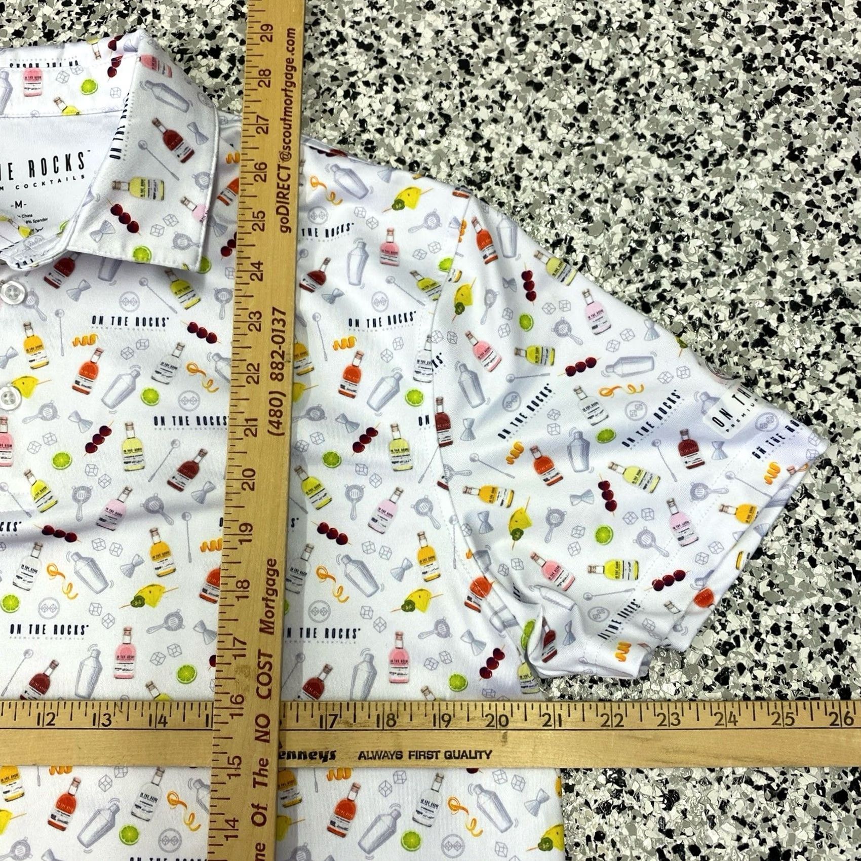 Vintage On The Rocks Polo Shirt Men M White Golf Performance Cocktails All Over Print Shirt Polo Size US M / EU 48-50 / 2 - 2 Thumbnail