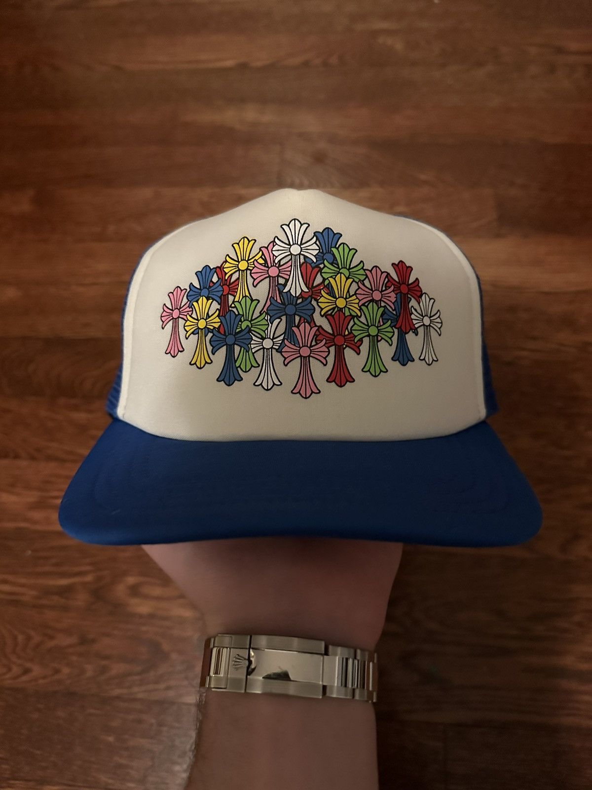 image of Chrome Hearts Blue Cemetery Multicolor Cross Hat, Men's