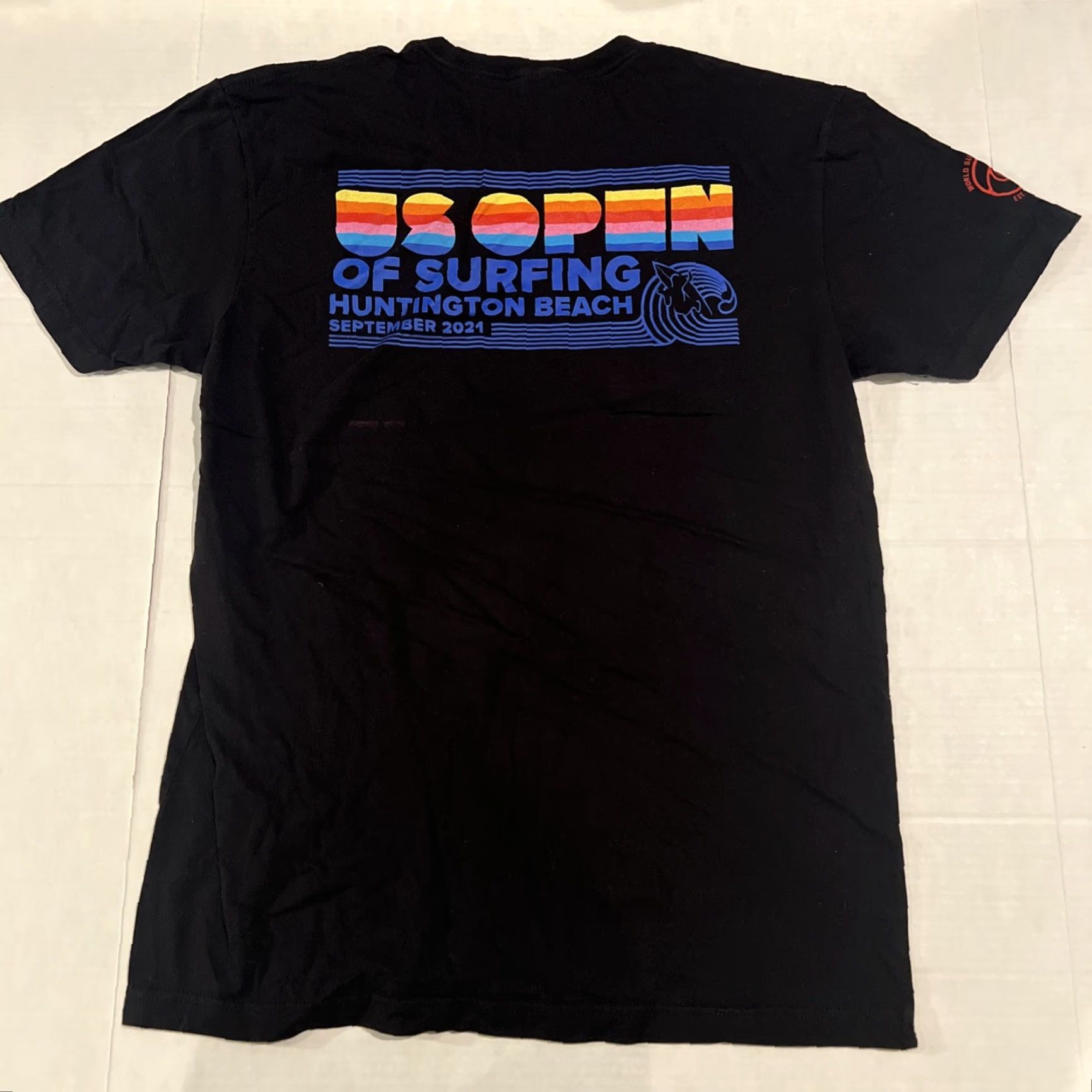 Vintage WSL US Open Of Surfing 2021 Huntington Beach Shirt Large Black Short Sleeve Crew Neck Graphic Print Surfer Logo Men T-Shirt Size US L / EU 52-54 / 3 - 5 Thumbnail
