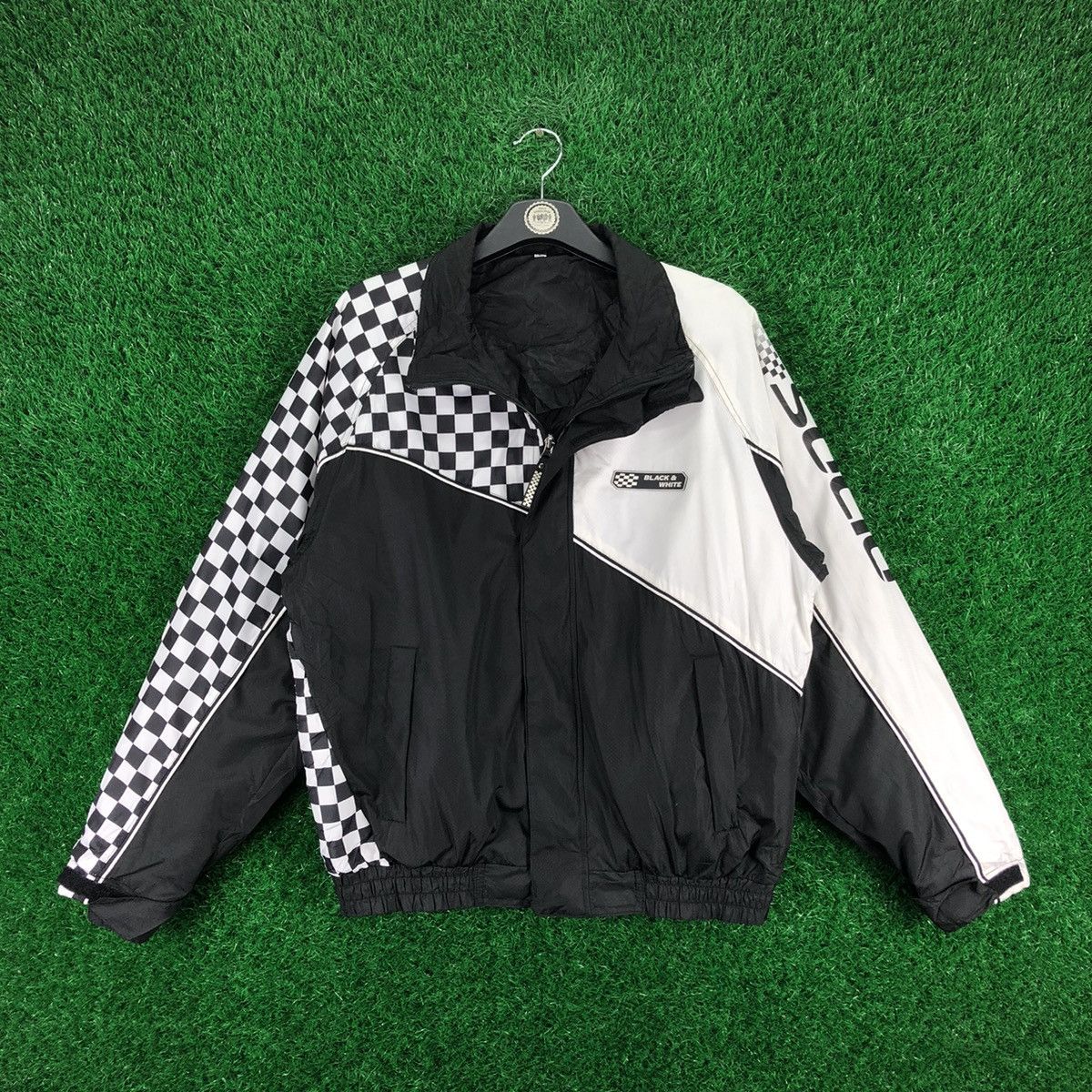Japanese Brand × Vintage Vintage Checkerboard Zipper Jacket by Solio Black & White Size US M / EU 48-50 / 2 - 1 Thumbnail
