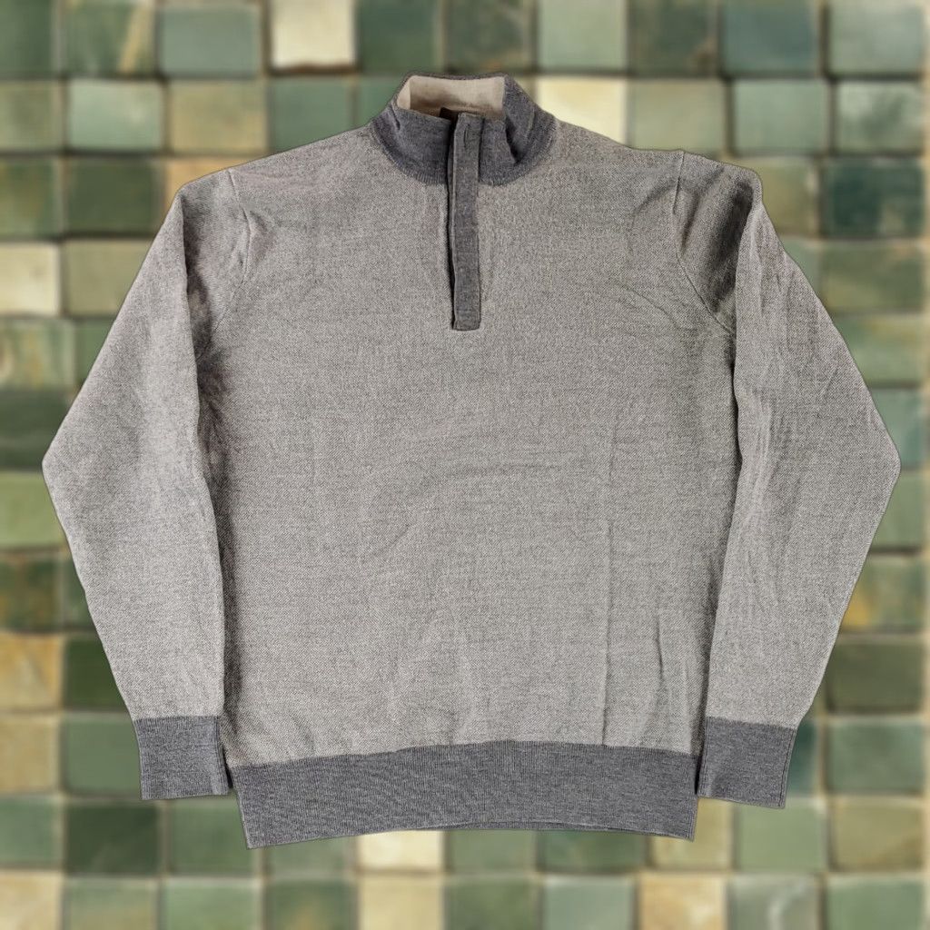Peter Millar Peter Millar Sweater Birdseye 1/4 Zip Light Gray 100% Merino Wool Mens L Size US L / EU 52-54 / 3 - 1 Thumbnail