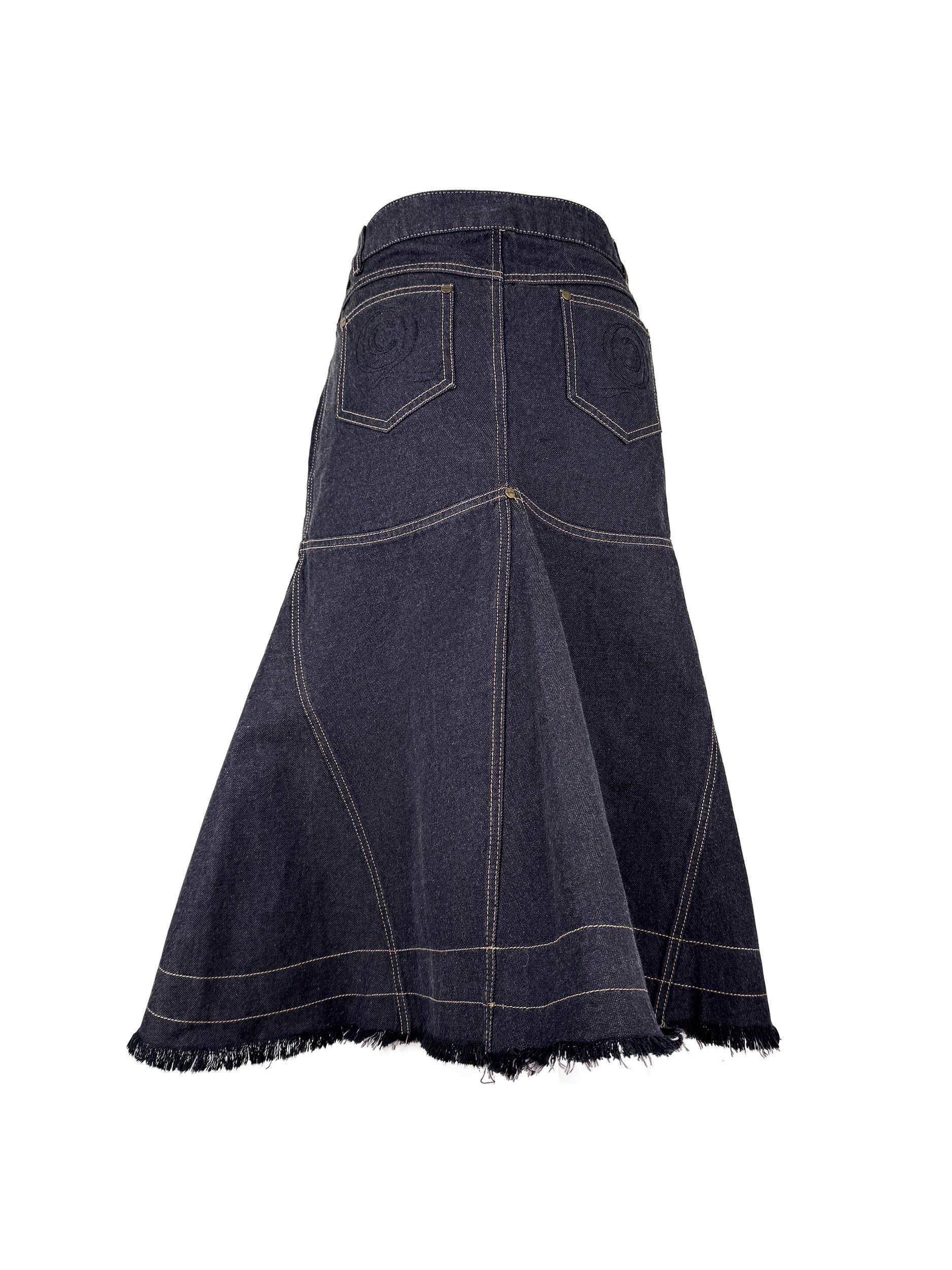 Alexander McQueen Alexander McQueen F/W 2002 Vintage Denim Logo Midi Skirt 44 Size 30" / US 8 / IT 44 - 1 Thumbnail