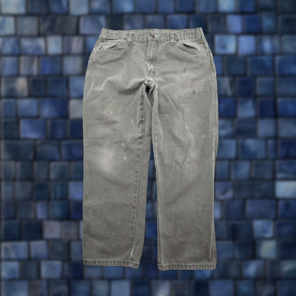 Dickies VINTAGE Dickies Carpenter Pants Green Canvas Workwear Jeans 36x30 THRASHED READ Size US 36 / EU 52 - 1 Thumbnail