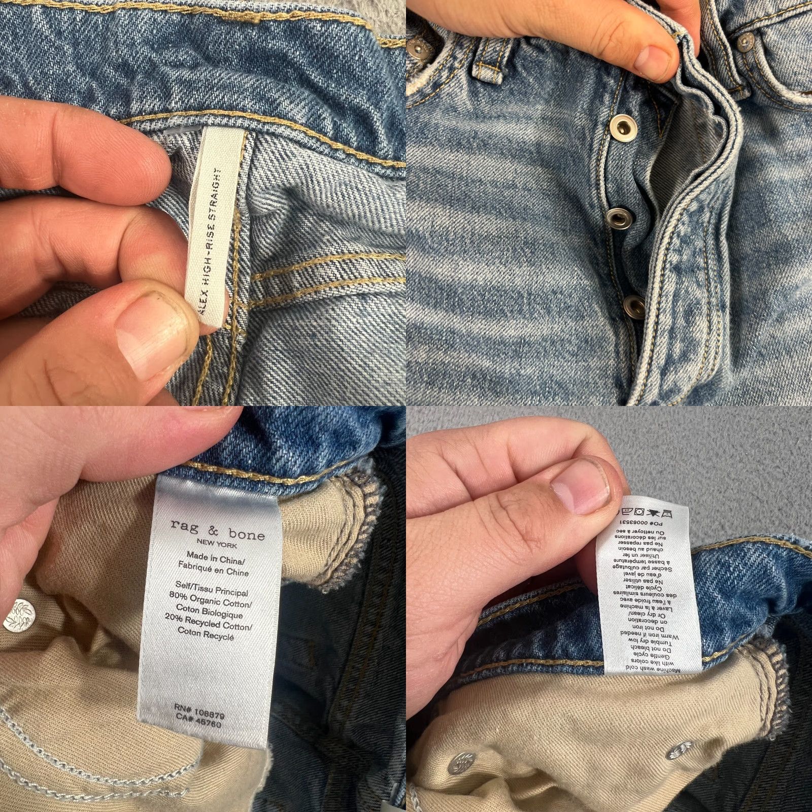 Rag & Bone Rag & Bone Alex Jeans Womens 30 Blue High Rise Straight Denim Button Fly Size 30" / US 8 / IT 44 - 8 Thumbnail