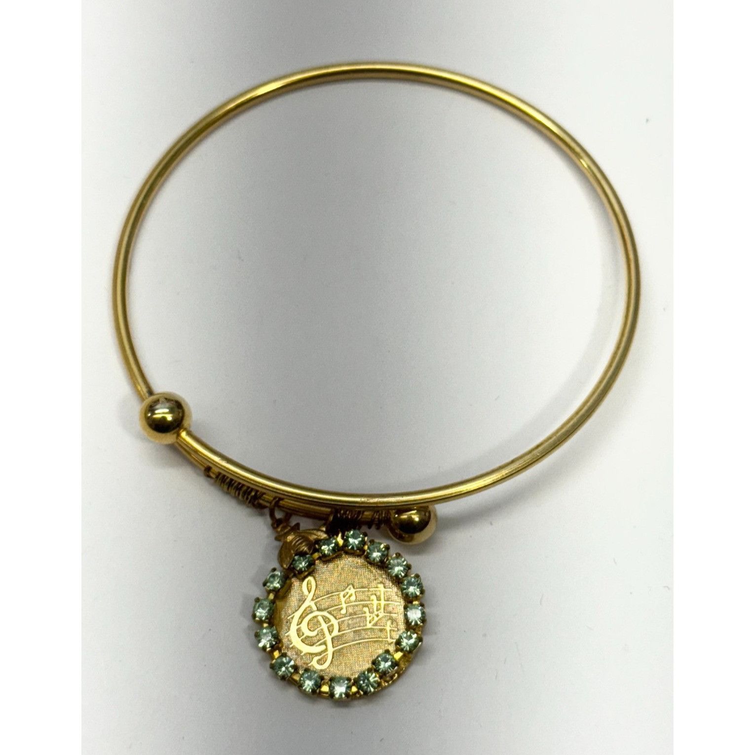 Vintage Vintage music note musical rhinestone charm bracelet bangle Size ONE SIZE - 1 Thumbnail