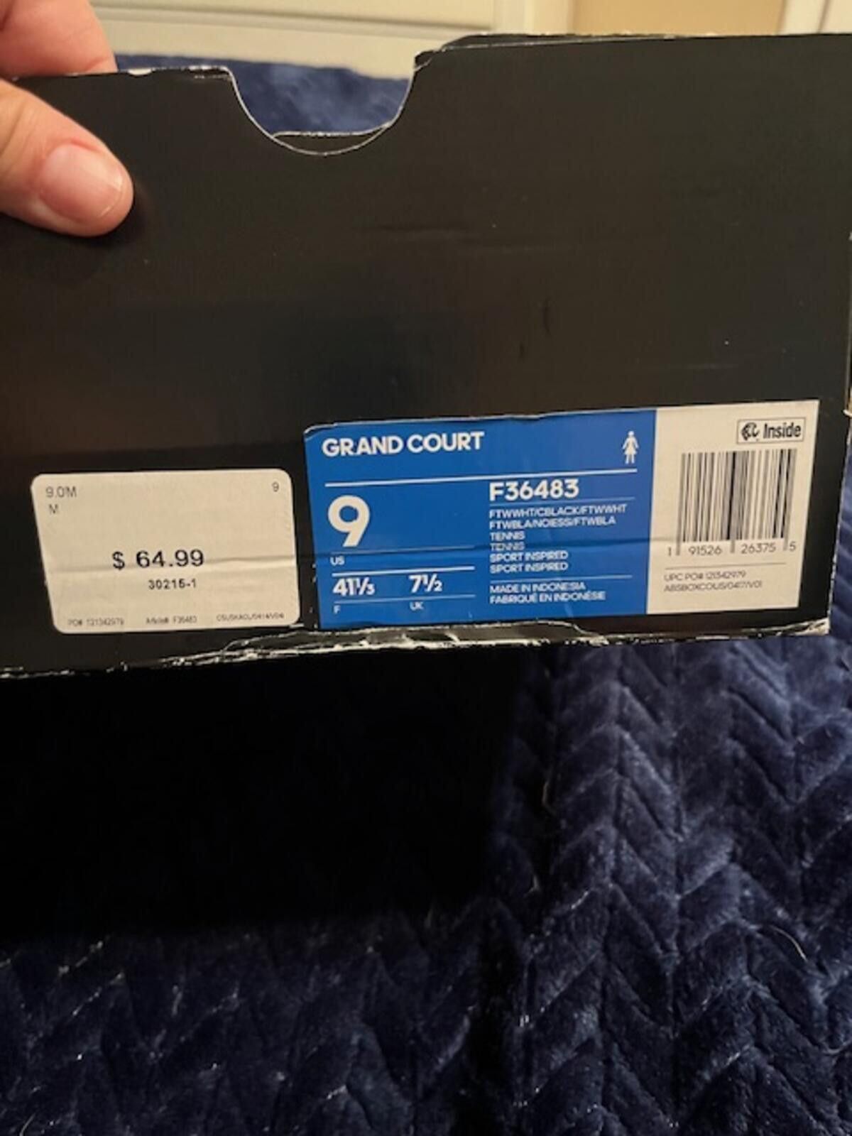 Adidas Adidas Grand Court White and Black Sneakers Size 9 Size US 9 / EU 42 - 9 Thumbnail