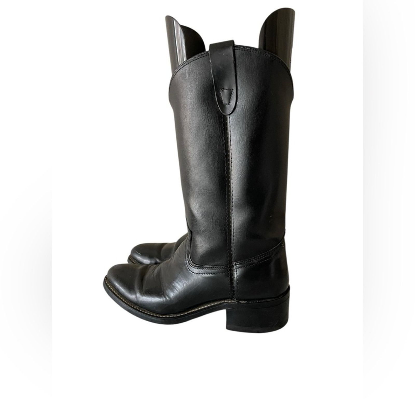 Justin Boots vintage Justin men's black leather roper boots, size 8 D Size US 8 / EU 41 - 1 Thumbnail