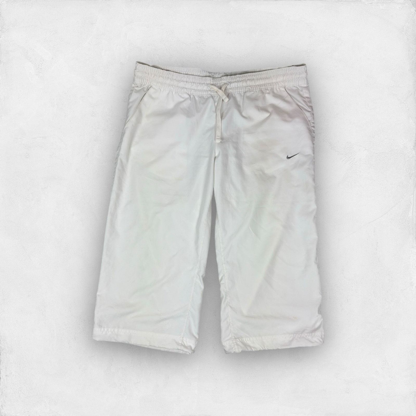 Nike × Vintage Nike Women's White Swoosh Drawstring 3/4 Pants Large (12-14) Size 34" / US 12 / IT 48 - 1 Thumbnail