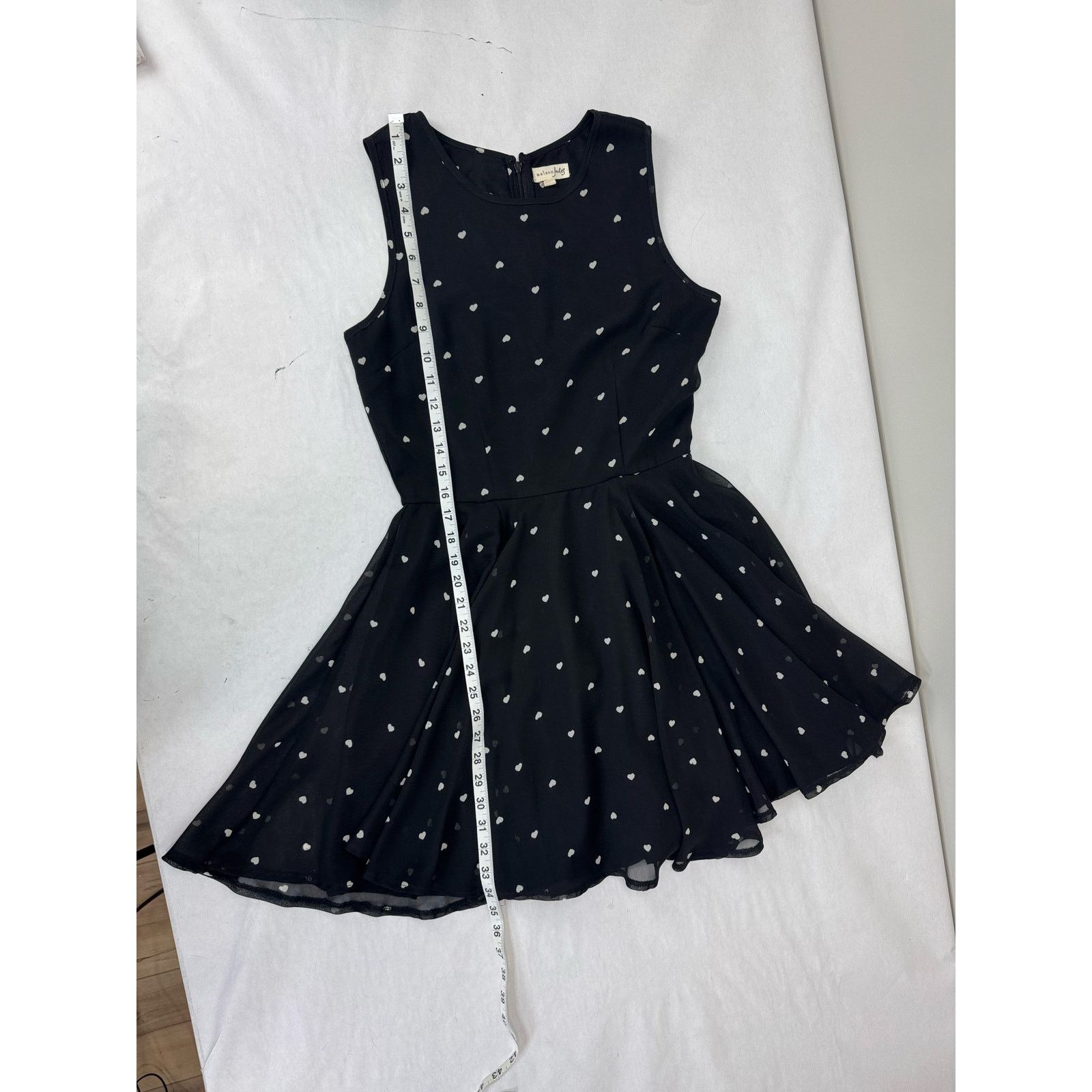 Anthropologie Maison Jules Fit and Flare Dress Hearts Black Medium Retro Size M / US 6-8 / IT 42-44 - 7 Thumbnail