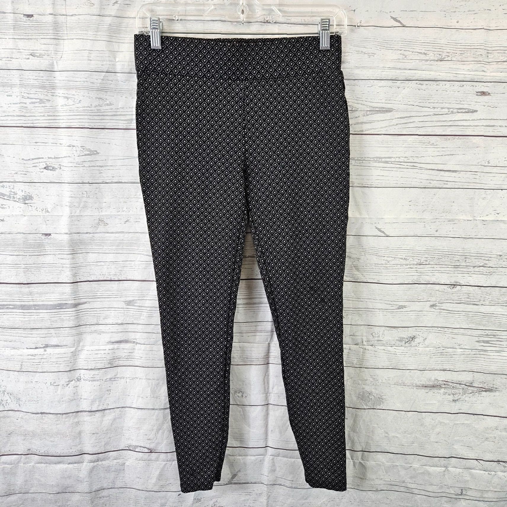 Loft VINTAGE Ann Taylor LOFT Womens Cropped Leggings Sz S Black Gray Mid Rise Rayon Blend Size 28" / US 6 / IT 42 - 2 Thumbnail