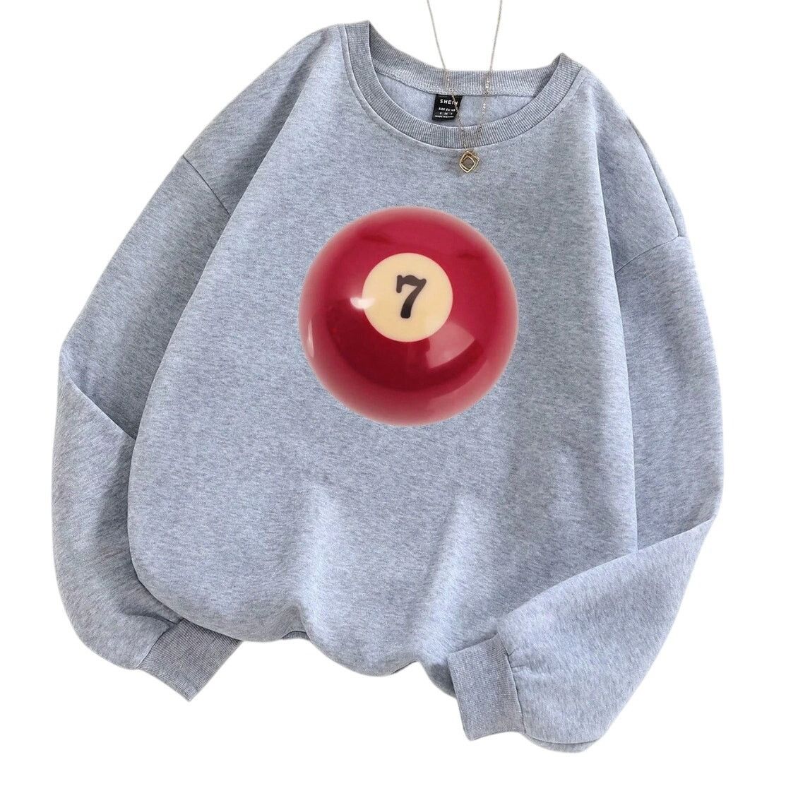 Shein No.7 Ball Print Round Neck Fleece Sweatshirt in Gray, Size M Size M / US 6-8 / IT 42-44 - 1 Thumbnail
