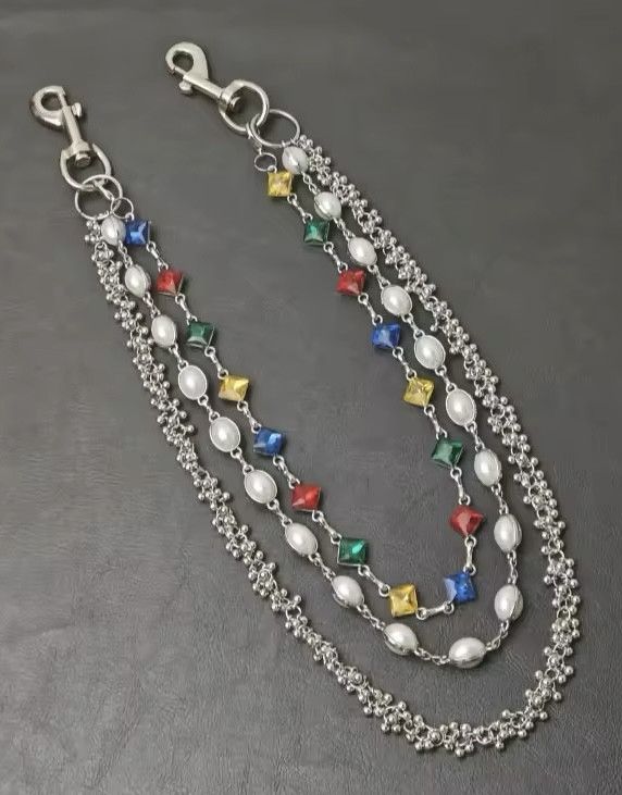 Japanese Brand Rhinestone Three Layers Pearl Keychain Wallet Accessories Size ONE SIZE - 3 Thumbnail
