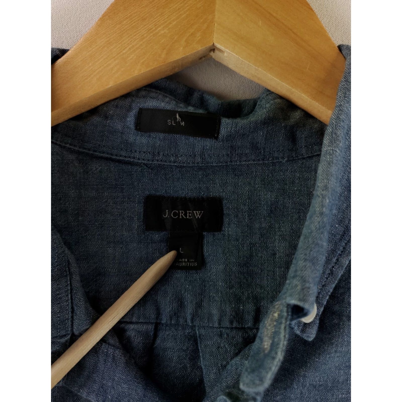J.Crew J.CREW Shirt Chambray Button-Down Blue Striped Slim Long Sleeve Mens L Size US L / EU 52-54 / 3 - 2 Thumbnail