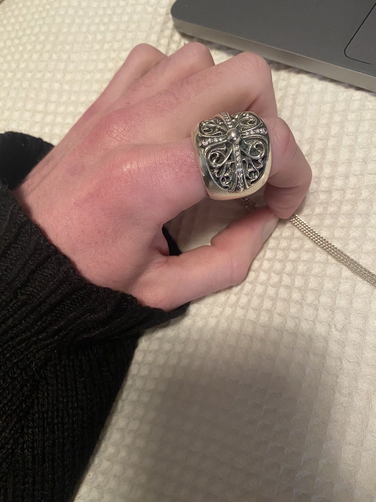 Chrome Hearts Chrome Hearts Pavé Diamond Classic Oval Cross Ring