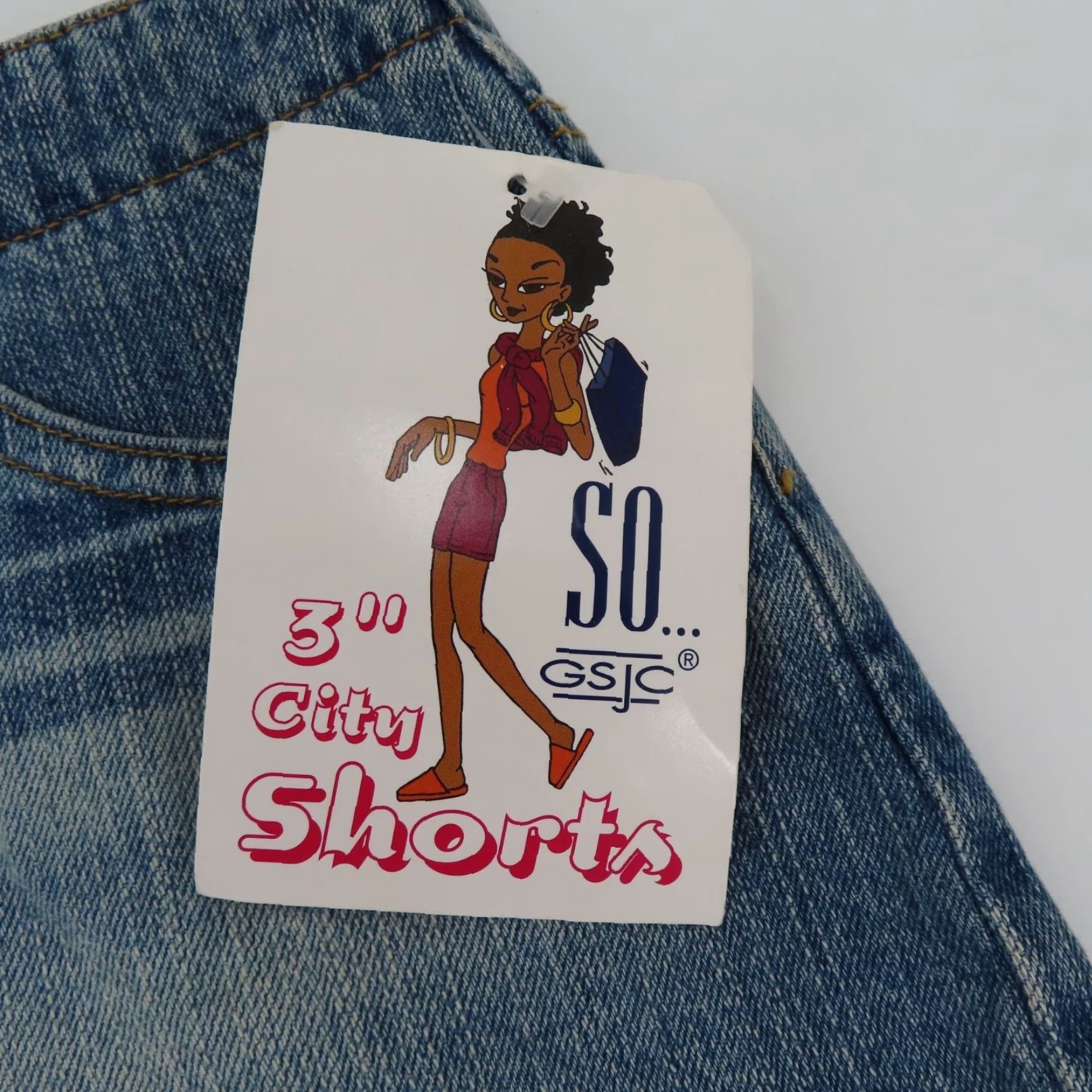 Denime VINTAGE SO Juniors 11 No Waist Blue Denim City Shorts 3in Inseam Whiskered NEW Jeans Hot Pants Girls Size 32" / US 10 / IT 46 - 5 Thumbnail
