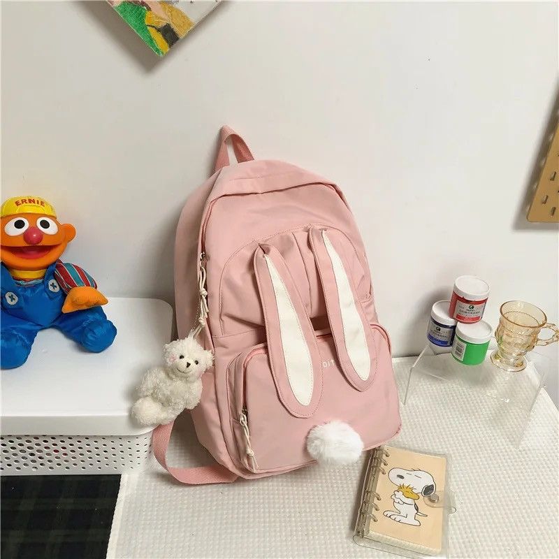 Vintage Cute Rabbit Young Girl School Backpack Size ONE SIZE - 3 Thumbnail