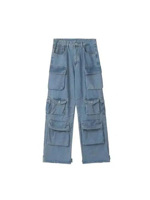 VIBE Blue Baggy Cargo Denim Jeans Size US 30 / EU 46 - 1 Thumbnail