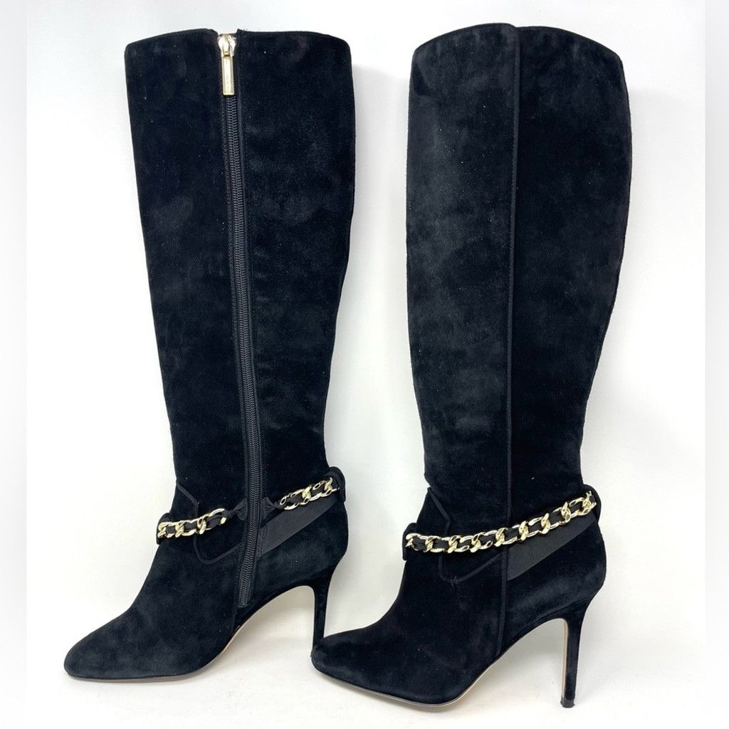 Karl Lagerfeld Karl Lagerfeld Maryam Black Suede Heeled Boots Size 7/ 37.5 Size US 7 / IT 37 - 4 Thumbnail