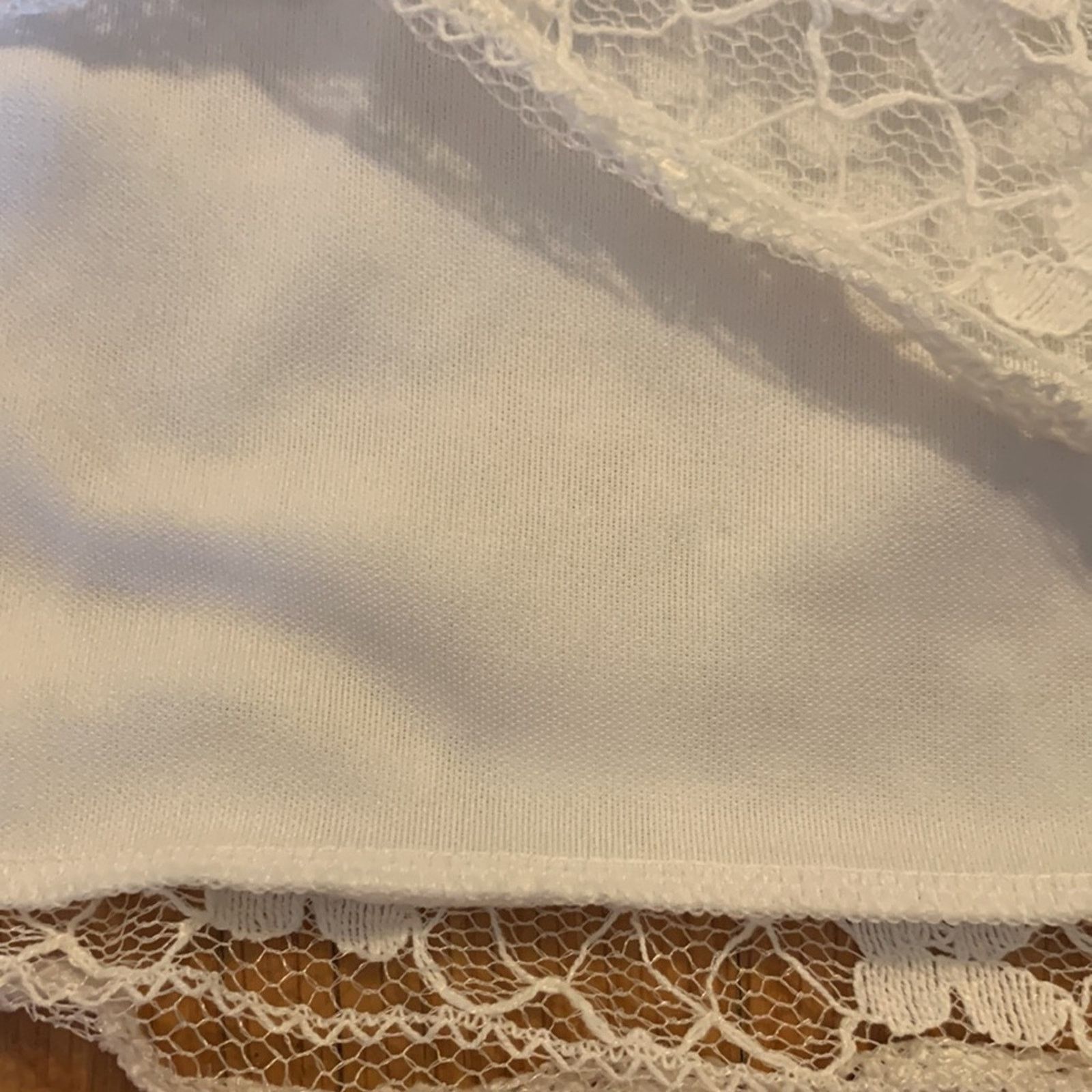 Vintage Favolook white minidress tunic with white lace overlay Size S / US 4 / IT 40 - 5 Thumbnail