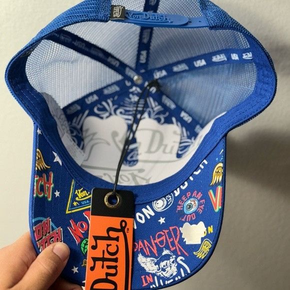 Designer × Von Dutch NWT VON DUTCH BLUE JAX ALL OVER PRINT TRUCKER HAT Size ONE SIZE - 6 Thumbnail