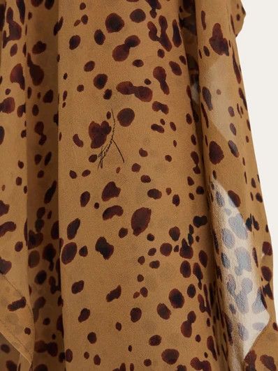 Salvatore Ferragamo o1s1rm0426 Orchid-print Cape Midi Dress in Brown Size L / US 10 / IT 46 - 8 Thumbnail