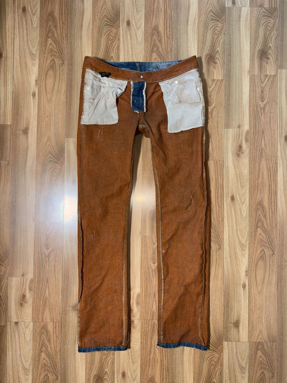 Japanese Brand Vintage Guidance Jeans Dirty Wash Y2K Streetwear Orange In Size US 32 / EU 48 - 7 Thumbnail