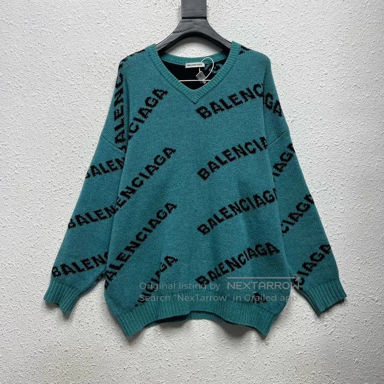 Balenciaga Balenciaga LOGO barrage lake green knitted sweater Size XXS / US 00 / IT 34 - 1 Thumbnail
