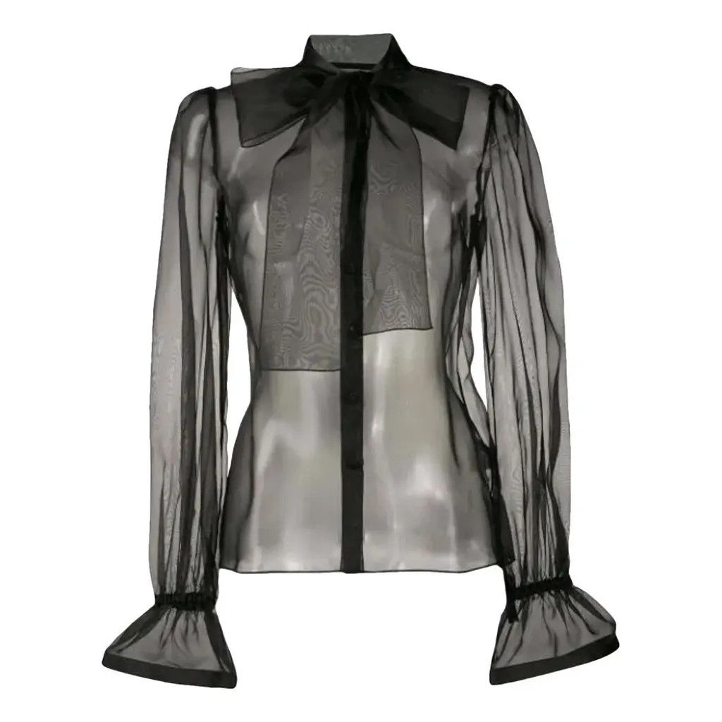 Dolce & Gabbana Dolce & Gabbana Sheer Black Silk Blouse Tops Size IT 46 Size L / US 10 / IT 46 - 2 Thumbnail