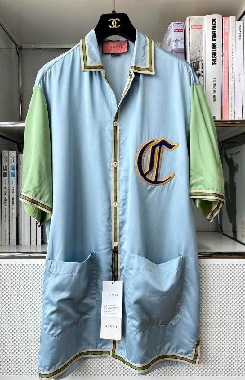 Gucci Gucci Silk blue and green color block short-sleeved shirt Size US S / EU 44-46 / 1 - 1 Thumbnail