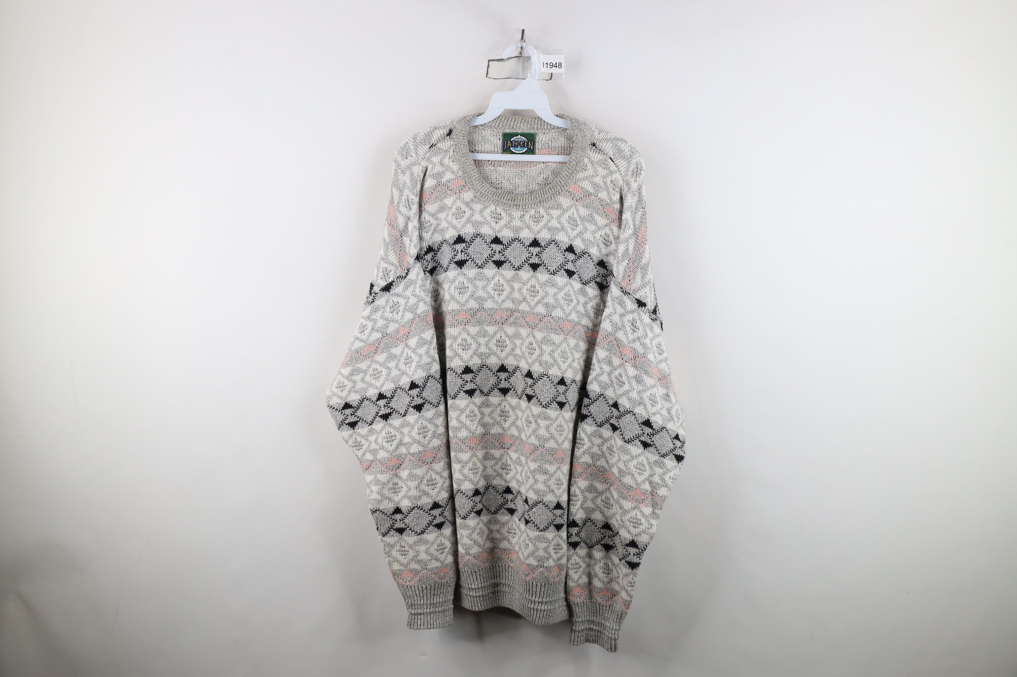Vintage Vintage 90s Streetwear Fair Isle Geometric Crewneck Sweater Size US XL / EU 56 / 4 - 1 Thumbnail